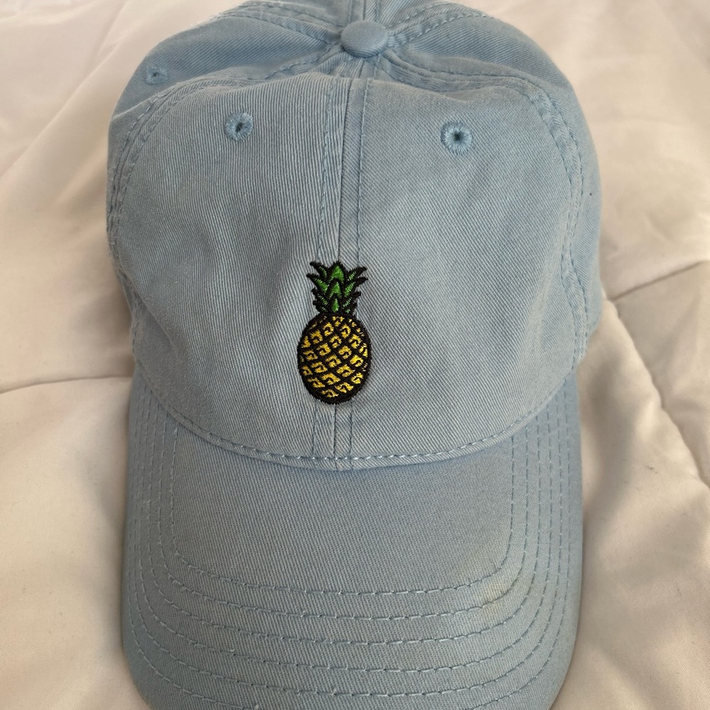 Blue Embroidered Pineapple Baseball Cap